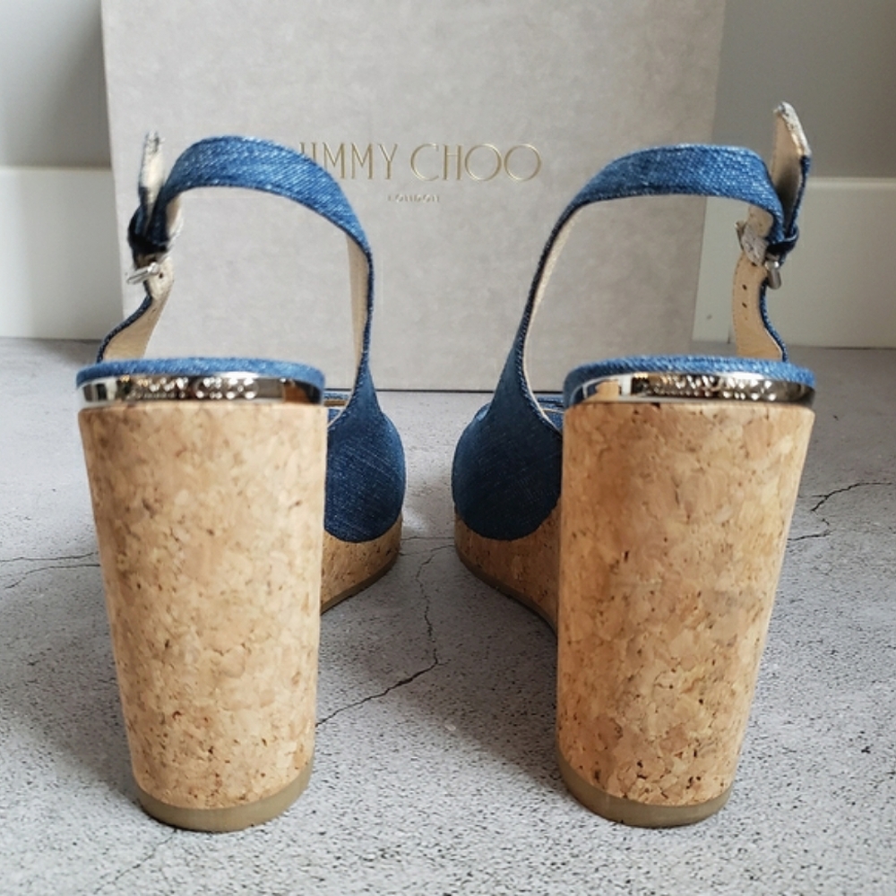 Jimmy Choo Denim Amery 105 Sz 38 - Picture 7 of 12